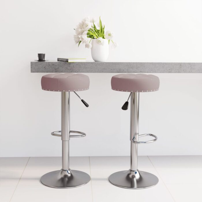 Tabourets de bar lot de 2 taupe tissu – Image 1