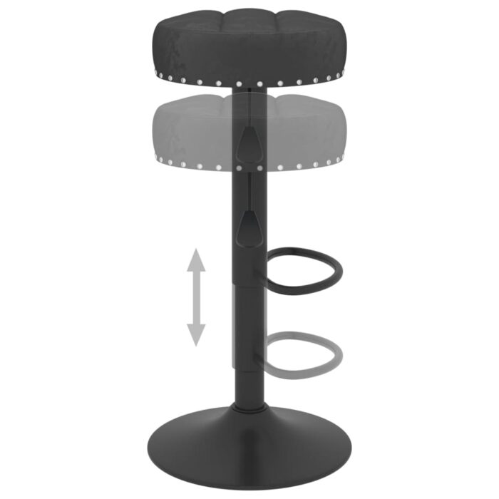 Tabourets de bar lot de 2 noir velours – Image 5