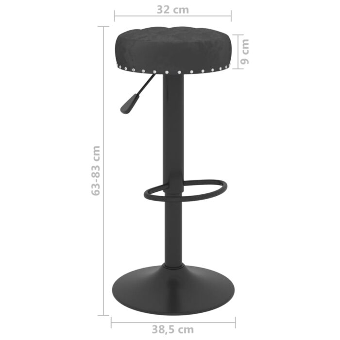 Tabourets de bar lot de 2 noir velours – Image 7