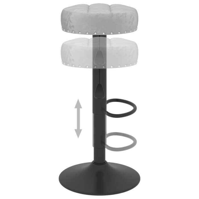 Tabourets de bar lot de 2 gris velours – Image 5