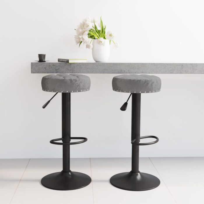 Tabourets de bar lot de 2 gris foncé velours – Image 1