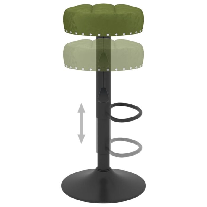 Tabourets de bar lot de 2 vert clair velours – Image 5