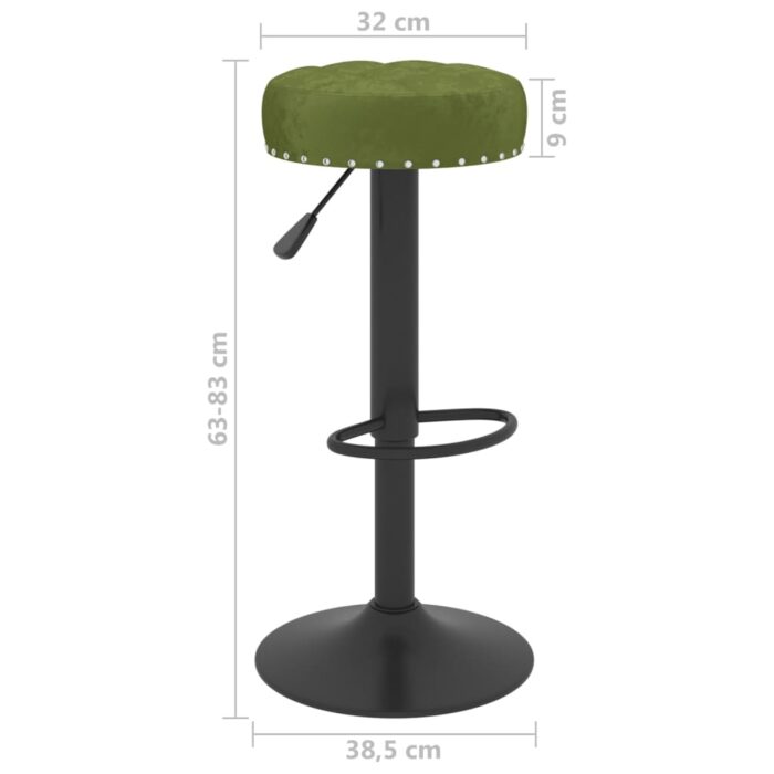 Tabourets de bar lot de 2 vert clair velours – Image 7