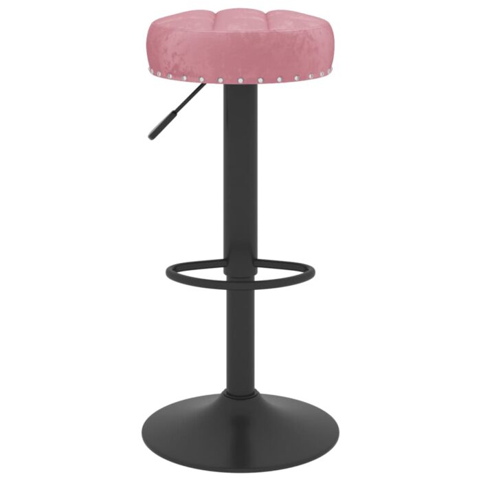 Tabourets de bar lot de 2 rose velours – Image 2