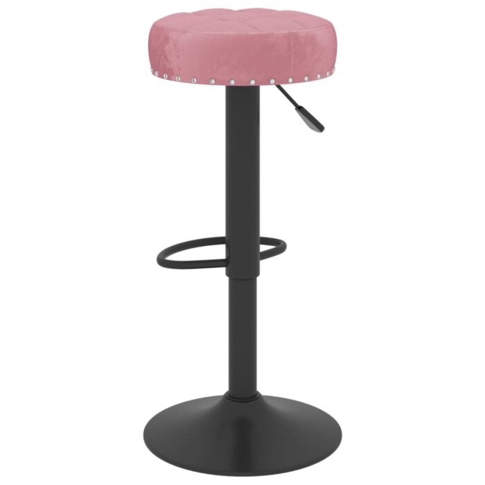 Tabourets de bar lot de 2 rose velours – Image 4