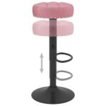 Tabourets de bar lot de 2 rose velours – Image 5