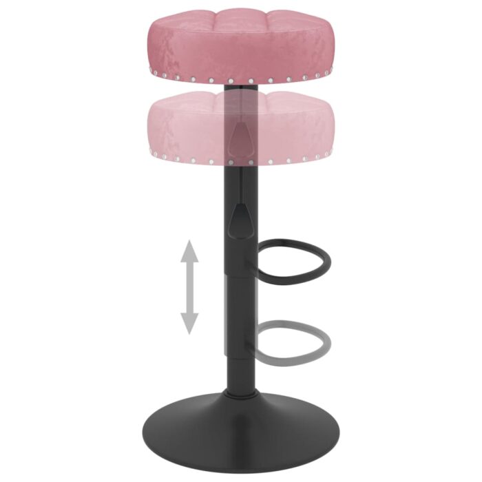 Tabourets de bar lot de 2 rose velours – Image 5