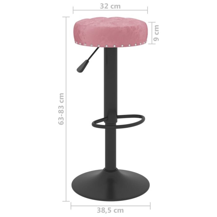 Tabourets de bar lot de 2 rose velours – Image 7