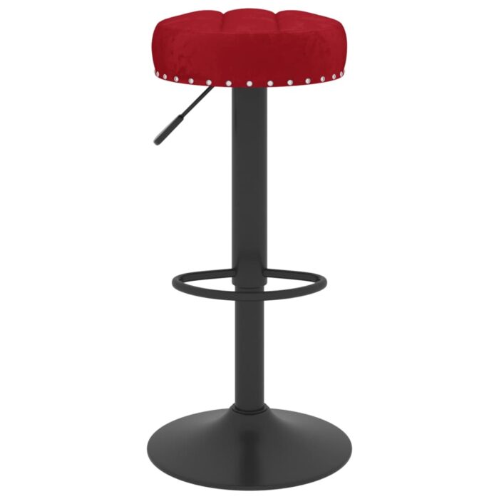 Tabourets de bar lot de 2 rouge bordeaux velours – Image 2