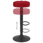 Tabourets de bar lot de 2 rouge bordeaux velours – Image 5