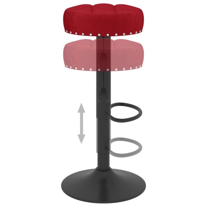 Tabourets de bar lot de 2 rouge bordeaux velours – Image 5