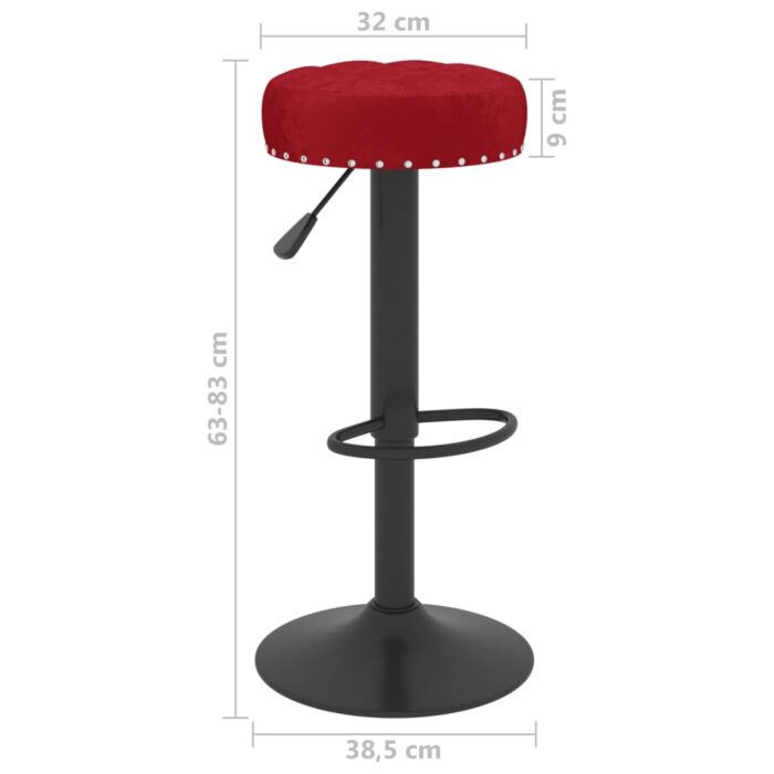 Tabourets de bar lot de 2 rouge bordeaux velours – Image 7