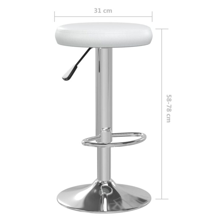 Tabourets de bar lot de 2 Blanc Similicuir – Image 7