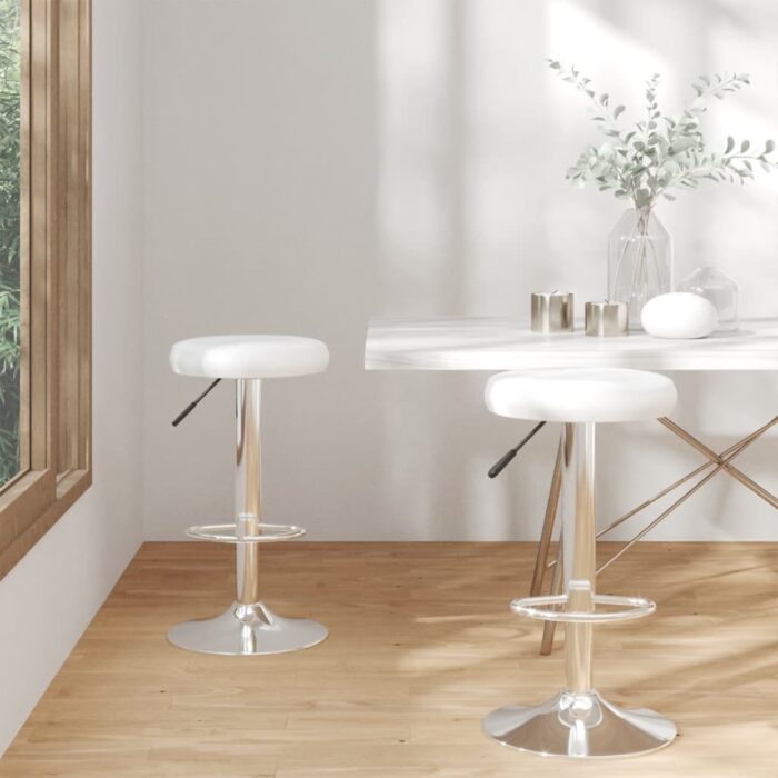 Tabourets de bar lot de 2 Blanc Similicuir – Image 1