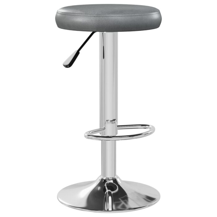 Tabourets de bar lot de 2 gris similicuir – Image 2