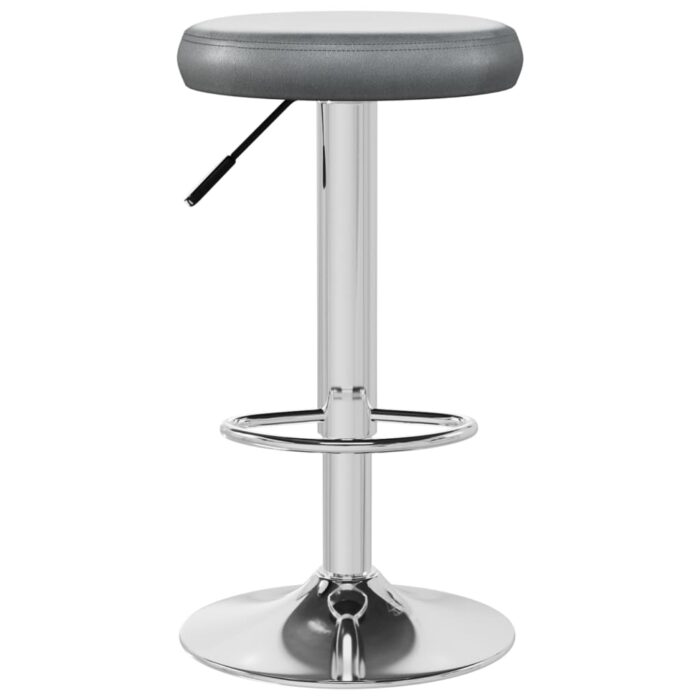 Tabourets de bar lot de 2 gris similicuir – Image 3