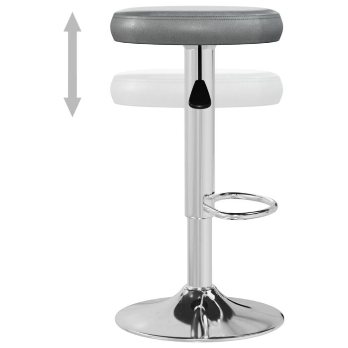 Tabourets de bar lot de 2 gris similicuir – Image 5