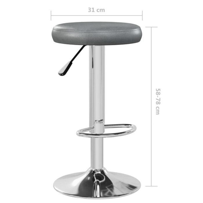 Tabourets de bar lot de 2 gris similicuir – Image 7