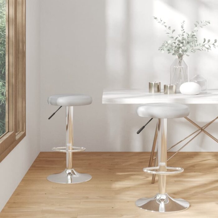 Tabourets de bar lot de 2 gris similicuir – Image 1