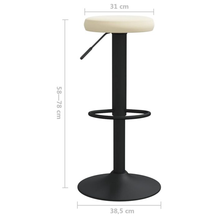 Tabourets de bar lot de 2 crème velours – Image 6