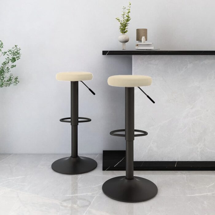 Tabourets de bar lot de 2 crème velours – Image 1