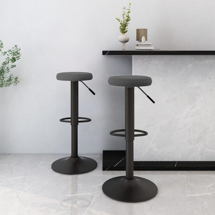 Tabourets de bar lot de 2 gris foncé velours – Image 1