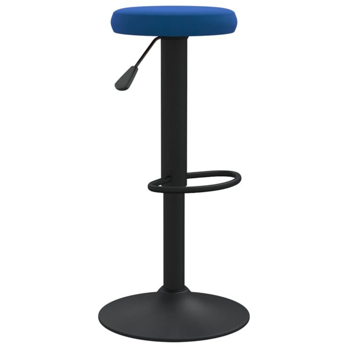 Tabourets de bar lot de 2 bleu velours – Image 2