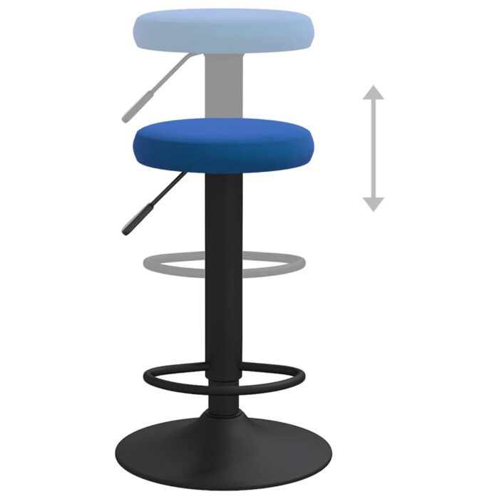 Tabourets de bar lot de 2 bleu velours – Image 4