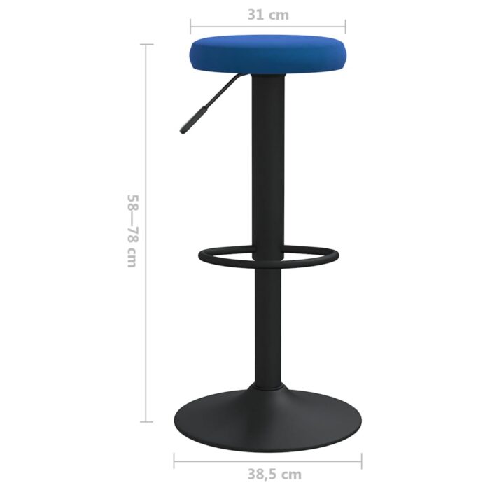 Tabourets de bar lot de 2 bleu velours – Image 6