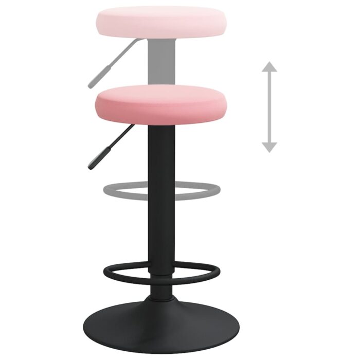 Tabourets de bar lot de 2 rose velours – Image 4