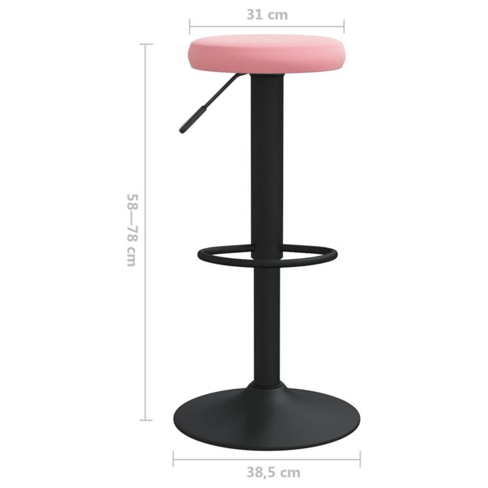 Tabourets de bar lot de 2 rose velours – Image 6