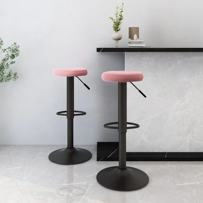 Tabourets de bar lot de 2 rose velours – Image 1