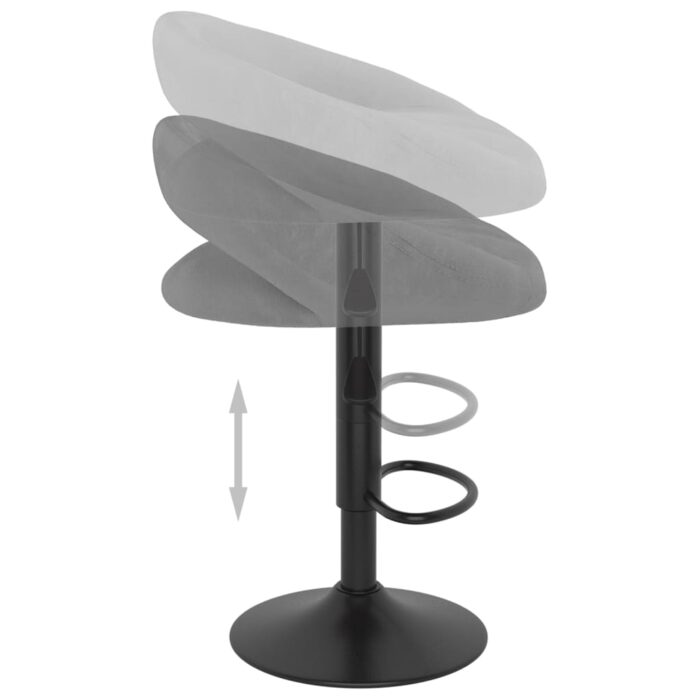 Tabourets de bar lot de 2 gris clair velours – Image 5