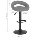 Tabourets de bar lot de 2 gris clair velours – Image 7