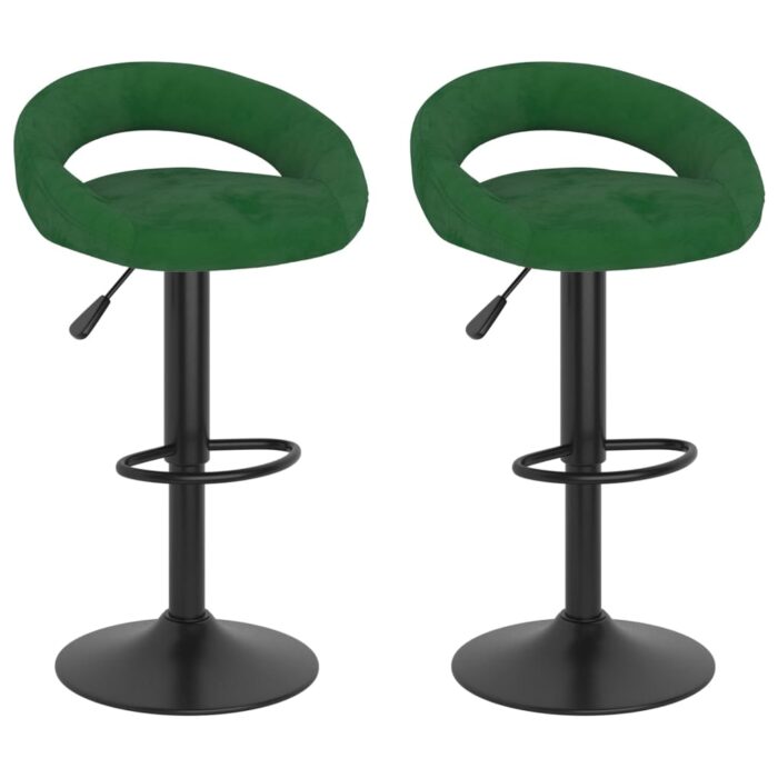 Tabourets de bar lot de 2 vert foncé velours – Image 1
