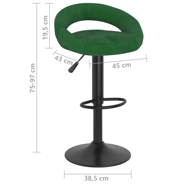 Tabourets de bar lot de 2 vert foncé velours – Image 7