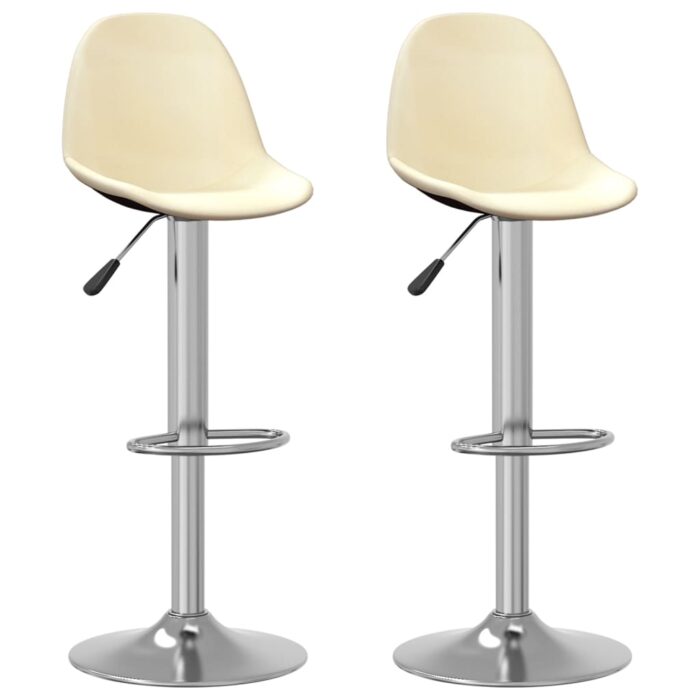 Tabourets de bar lot de 2 crème tissu – Image 1