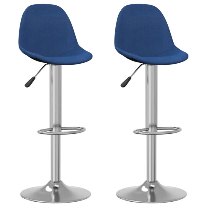 Tabourets de bar lot de 2 bleu tissu – Image 1