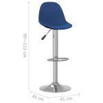 Tabourets de bar lot de 2 bleu tissu – Image 8