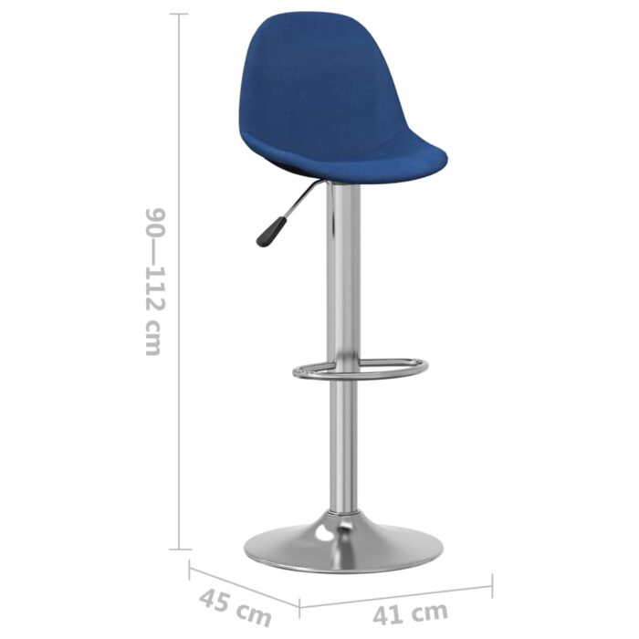 Tabourets de bar lot de 2 bleu tissu – Image 8