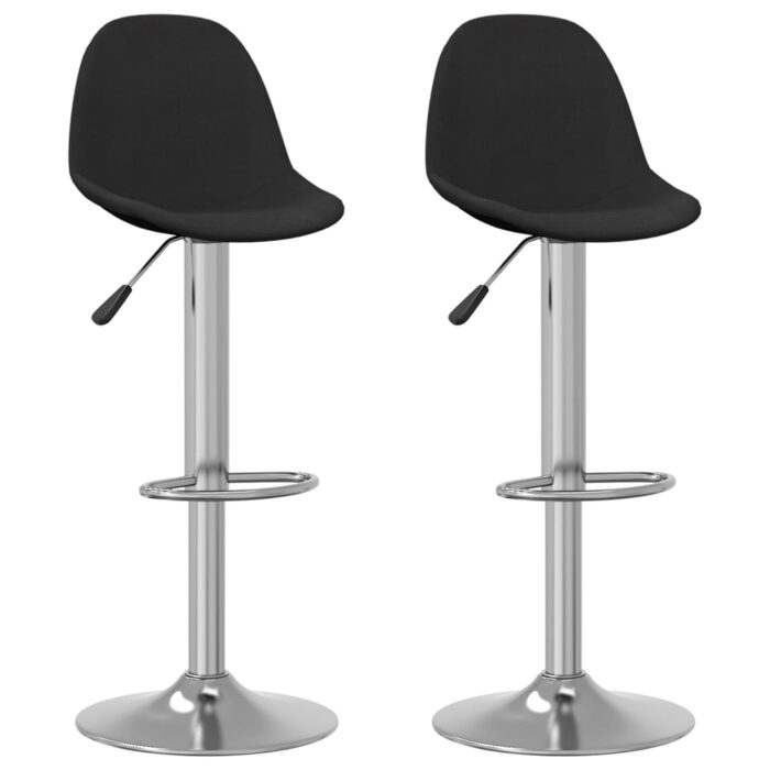 Tabourets de bar lot de 2 noir tissu – Image 1
