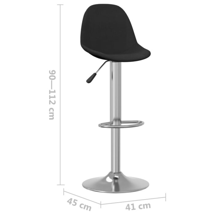 Tabourets de bar lot de 2 noir tissu – Image 8