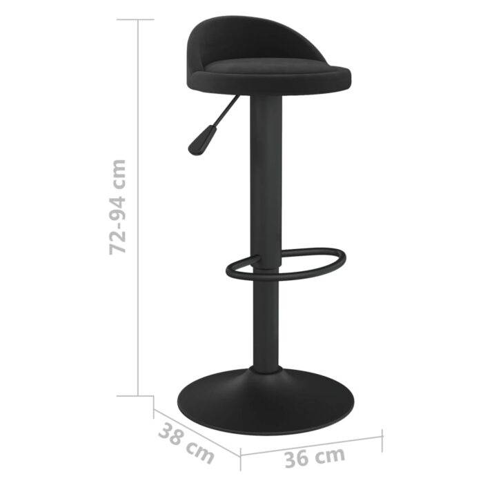 Tabourets de bar lot de 2 Noir Velours – Image 7