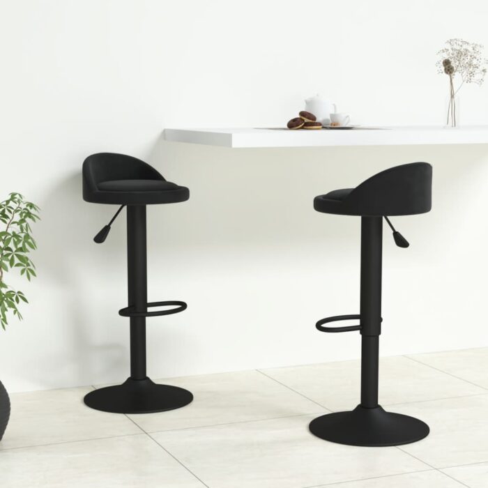 Tabourets de bar lot de 2 Noir Velours – Image 1