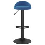 Tabourets de bar lot de 2 bleu velours – Image 2