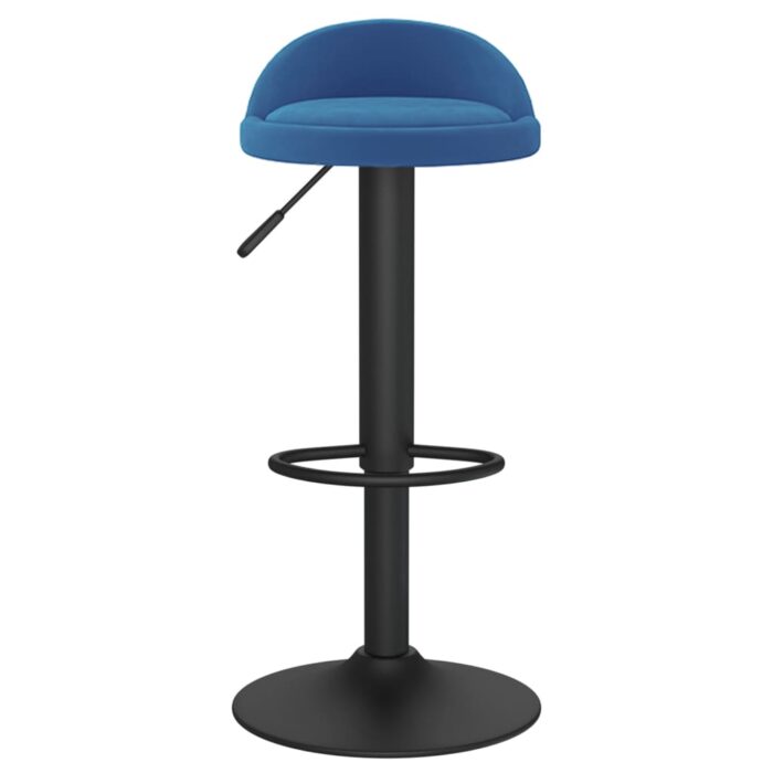 Tabourets de bar lot de 2 bleu velours – Image 2