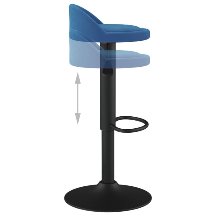 Tabourets de bar lot de 2 bleu velours – Image 5