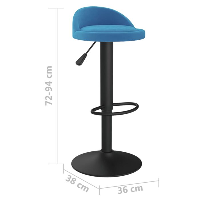 Tabourets de bar lot de 2 bleu velours – Image 7