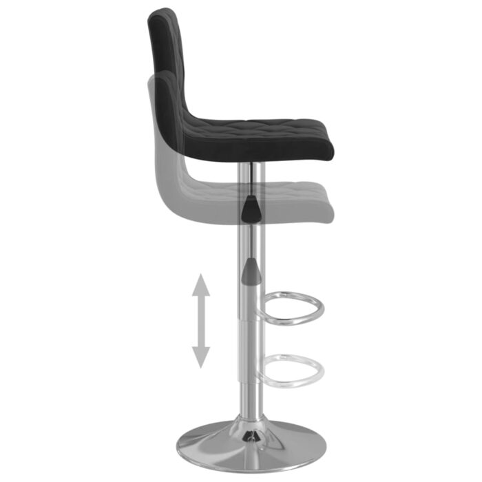 Tabourets de bar lot de 2 noir velours – Image 5