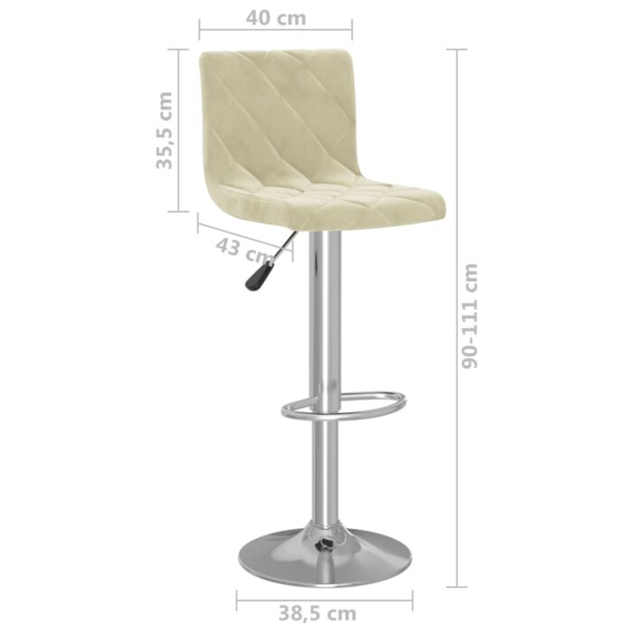 Tabourets de bar lot de 2 crème velours – Image 7